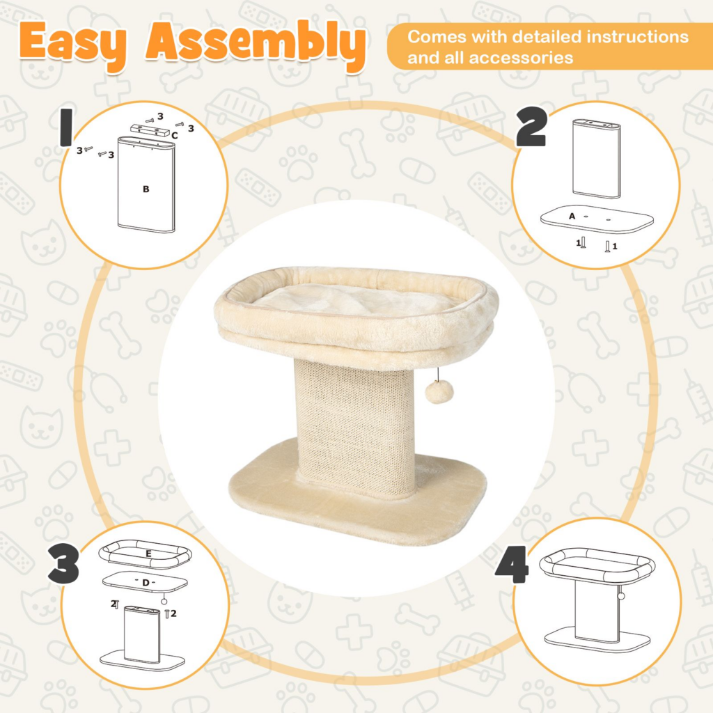 Two-Tier Cat Perch with Sisal Scratcher