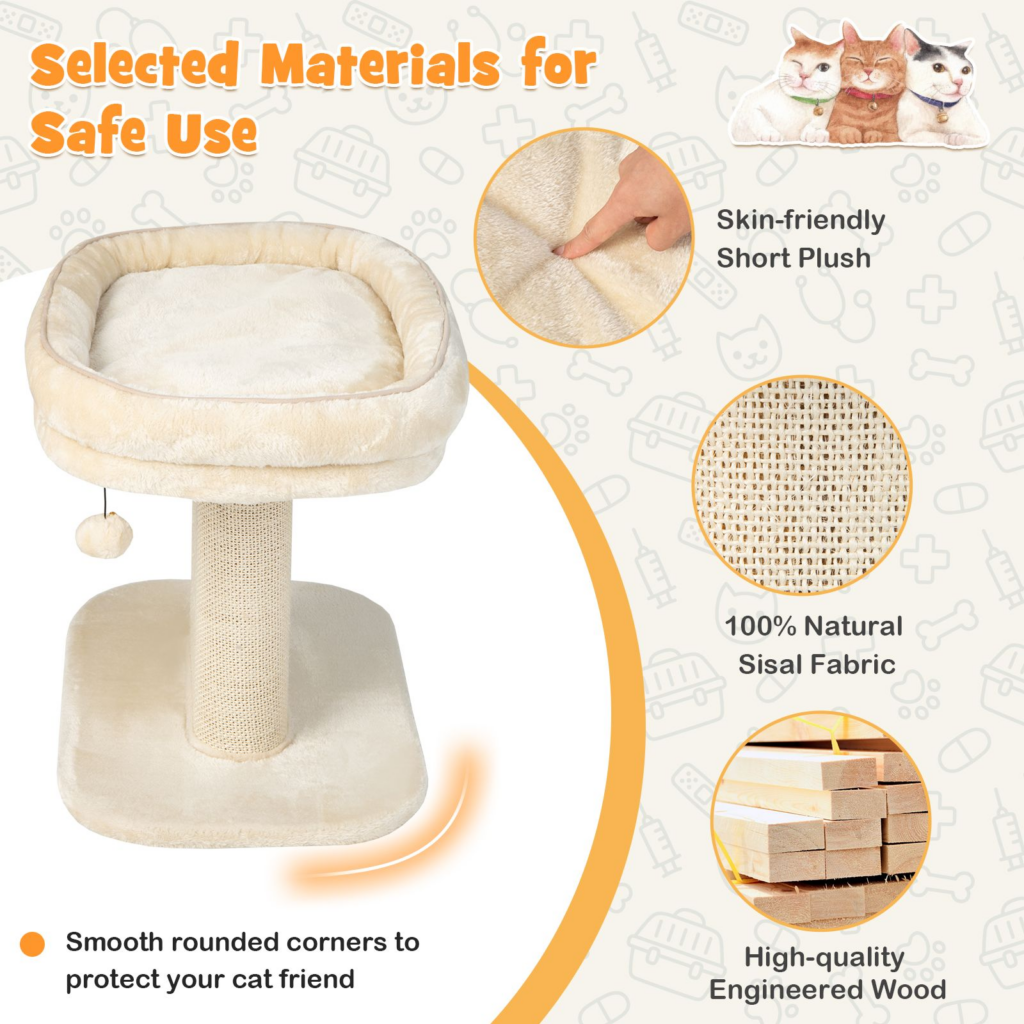 Two-Tier Cat Perch with Sisal Scratcher
