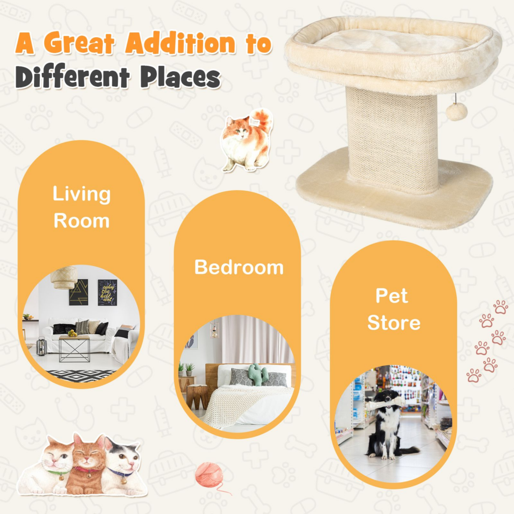 Two-Tier Cat Perch with Sisal Scratcher