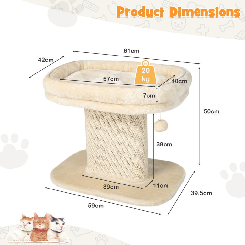 Two-Tier Cat Perch with Sisal Scratcher