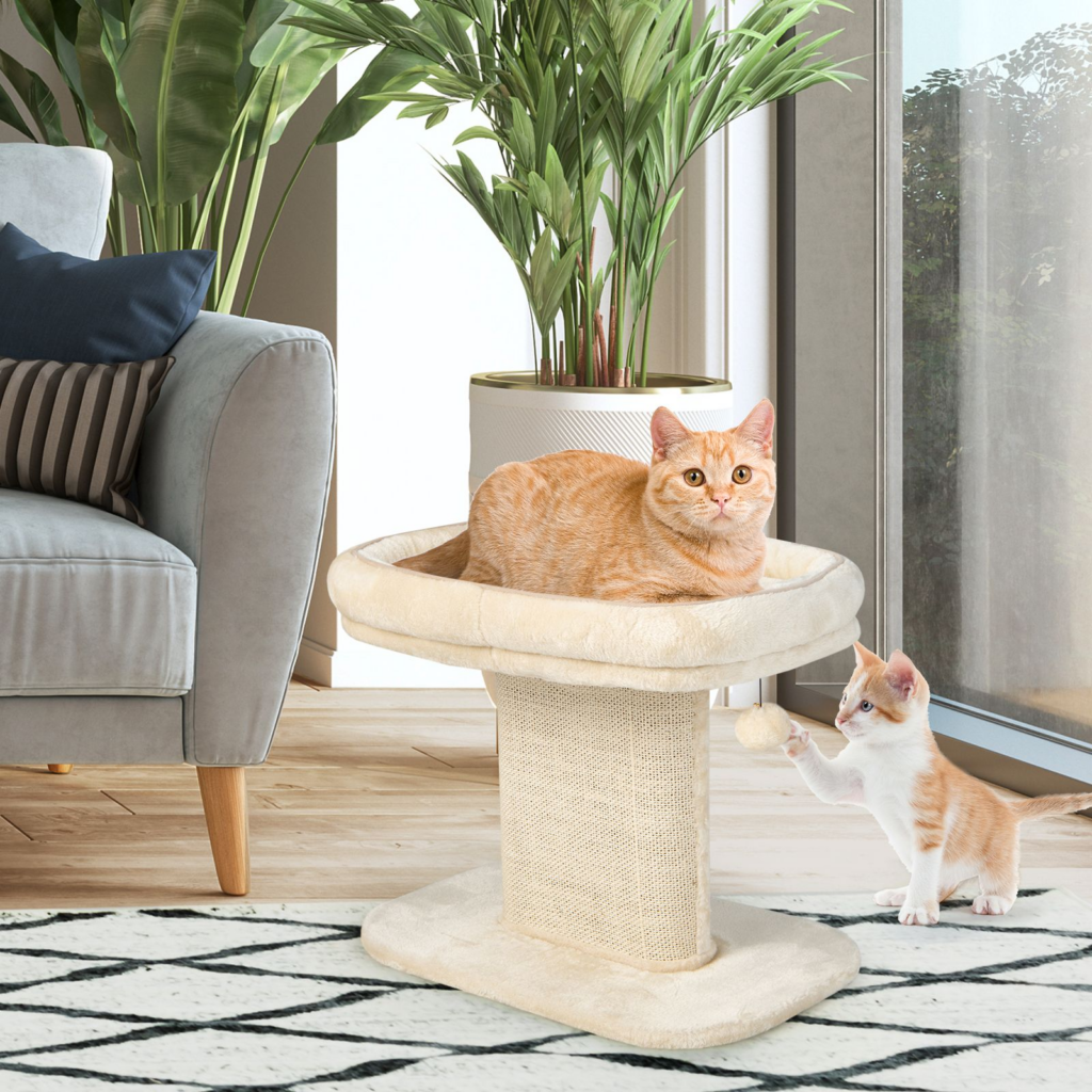 Two-Tier Cat Perch with Sisal Scratcher