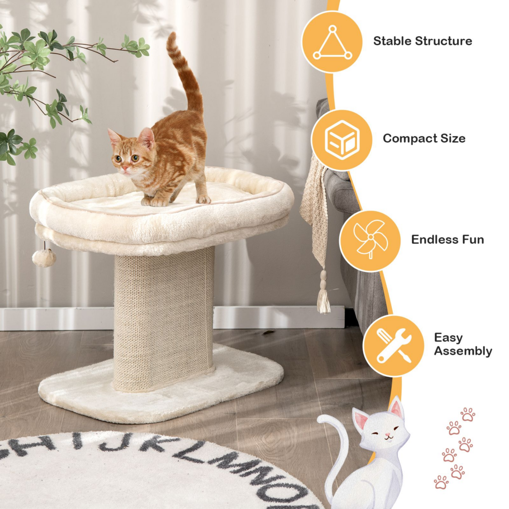 Two-Tier Cat Perch with Sisal Scratcher