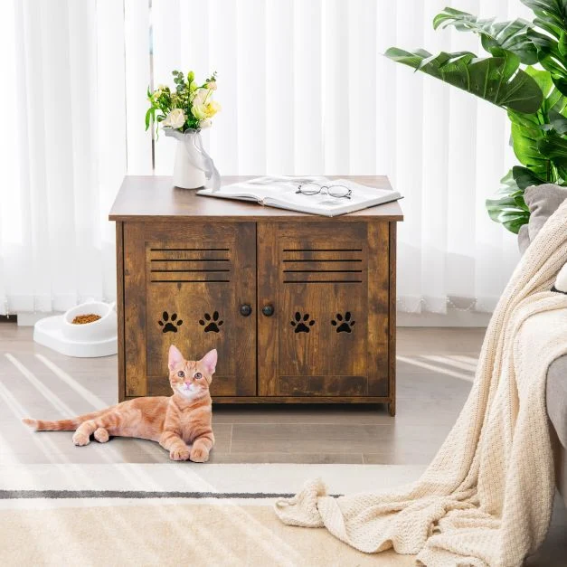 Rustic brown cupboard in a living room