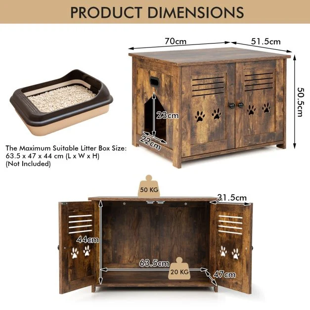 Cat litter cupboard overall and internal dimensions