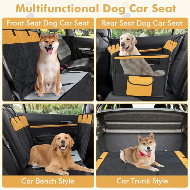 Car-seat cover shown in several cover arrangements