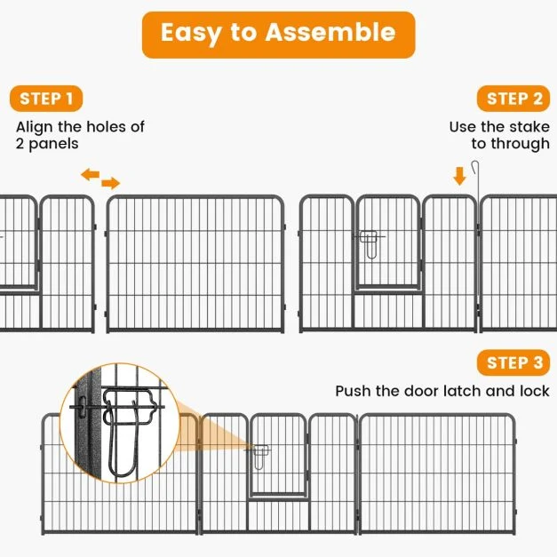 Connecting the metal playpen panels and gate